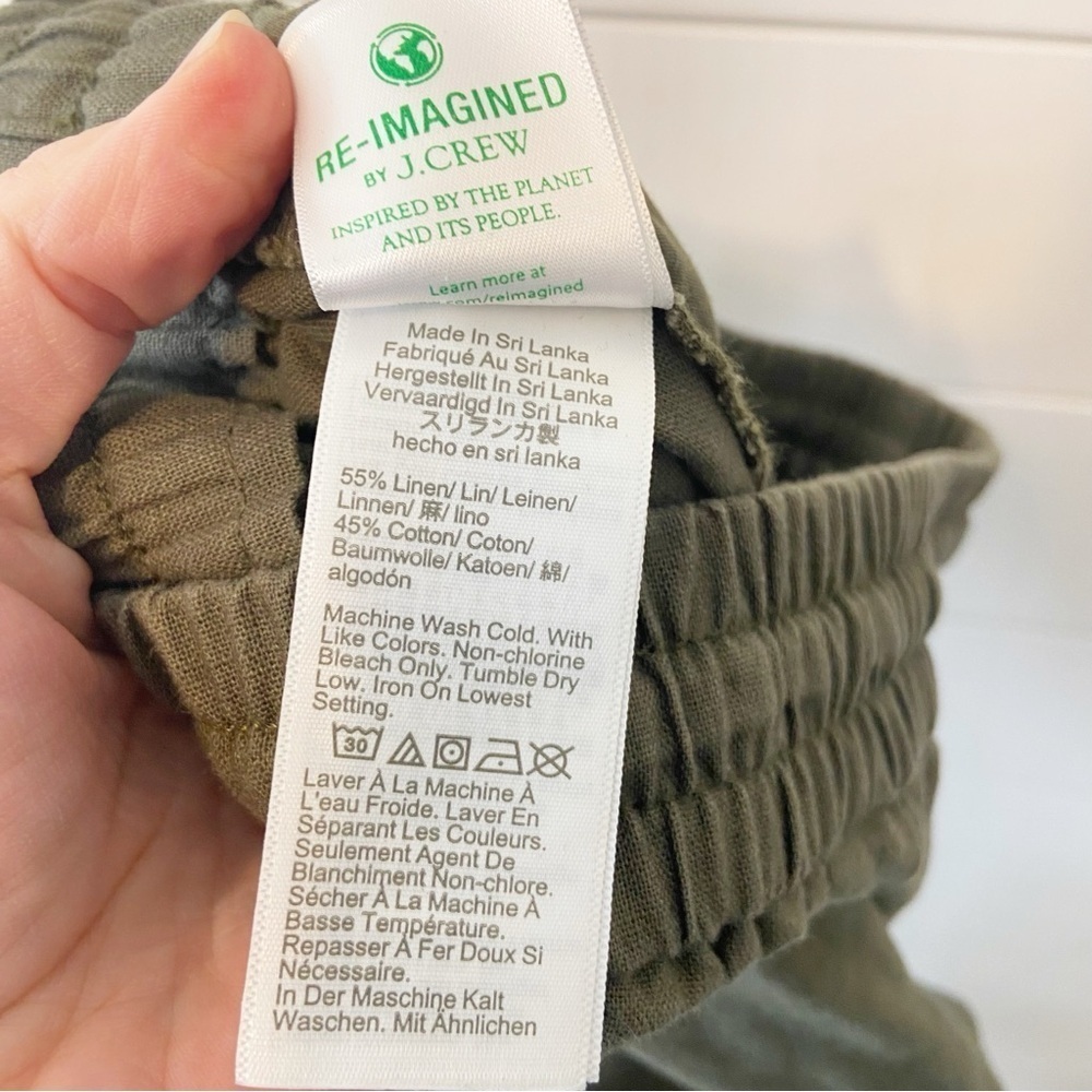 J.Crew Factory Linen Cotton Blend Drawstring Waist Straight Cuffed Pants Size 2 - Picture 5 of 10